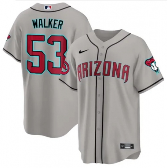 Men Arizona Diamondbacks 53 Christian Walker 2023 24 Gray Cool Base Stitched Baseball Jersey Men Arizona Diamondbacks 53 Christian Walker 2023 24 Gray Cool Base Stitched Baseball Jersey