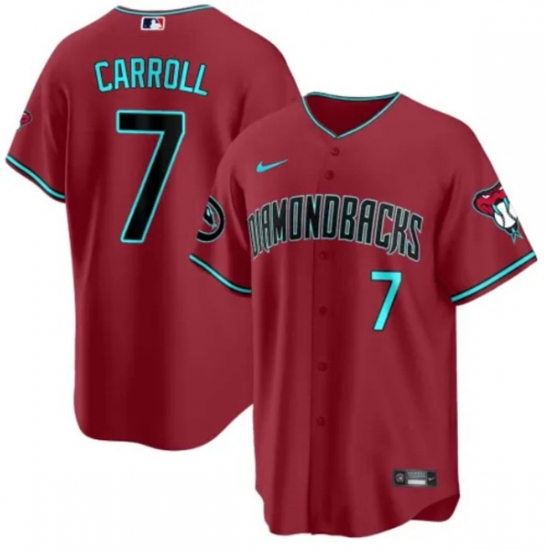 Men Arizona Diamondbacks 7 Corbin Carroll 2023 24 Red Cool Base Stitched Baseball Jersey Men Arizona Diamondbacks 7 Corbin Carroll 2023 24 Red Cool Base Stitched Baseball Jersey