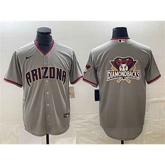 Men Arizona Diamondbacks Grey Team Big Logo Cool Base Stitched Baseball JerseyS Men Arizona Diamondbacks Grey Team Big Logo Cool Base Stitched Baseball JerseyS