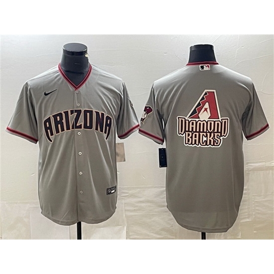 Men Arizona Diamondbacks Grey Team Big Logo Cool Base Stitched Baseball Jersey Men Arizona Diamondbacks Grey Team Big Logo Cool Base Stitched Baseball Jersey