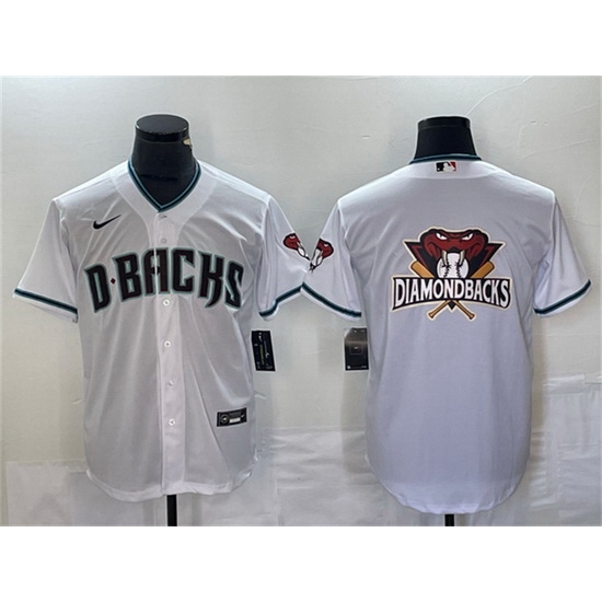 Men Arizona Diamondbacks White Team Big Logo Cool Base Stitched Baseball Jersey Men Arizona Diamondbacks White Team Big Logo Cool Base Stitched Baseball Jersey