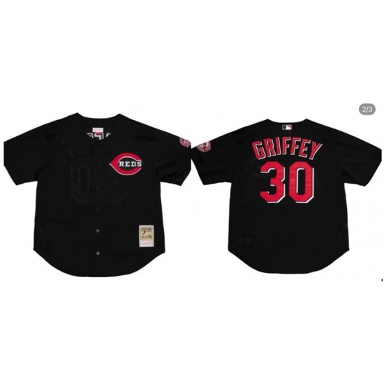 Men Cincinnati Reds 30 Ken Griffey Black Alternate Cool Base MLB Jersey Men Cincinnati Reds 30 Ken Griffey Black Alternate Cool Base MLB Jersey