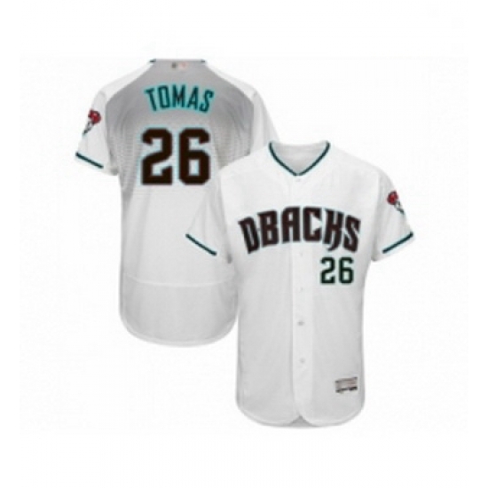 Mens Arizona Diamondbacks 26 Yasmany Tomas White Teal Alternate Authentic Collection Flex Base Baseball Jersey Mens Arizona Diamondbacks 26 Yasmany Tomas White Teal Alternate Authentic Collection Flex Base Baseball Jersey