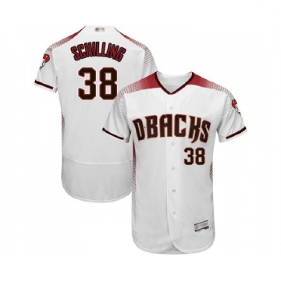 Mens Arizona Diamondbacks 38 Curt Schilling White Home Authentic Collection Flex Base Baseball Jersey Mens Arizona Diamondbacks 38 Curt Schilling White Home Authentic Collection Flex Base Baseball Jersey