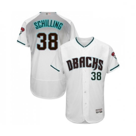Mens Arizona Diamondbacks 38 Curt Schilling White Teal Alternate Authentic Collection Flex Base Baseball Jersey Mens Arizona Diamondbacks 38 Curt Schilling White Teal Alternate Authentic Collection Flex Base Baseball Jersey