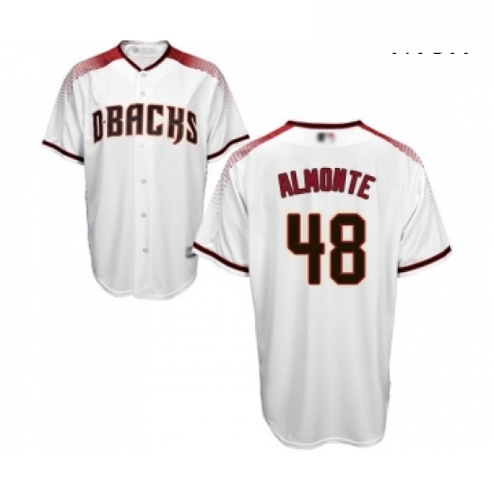 Mens Arizona Diamondbacks 48 Abraham Almonte Replica White Home Cool Base Baseball Jersey Mens Arizona Diamondbacks 48 Abraham Almonte Replica White Home Cool Base Baseball Jersey