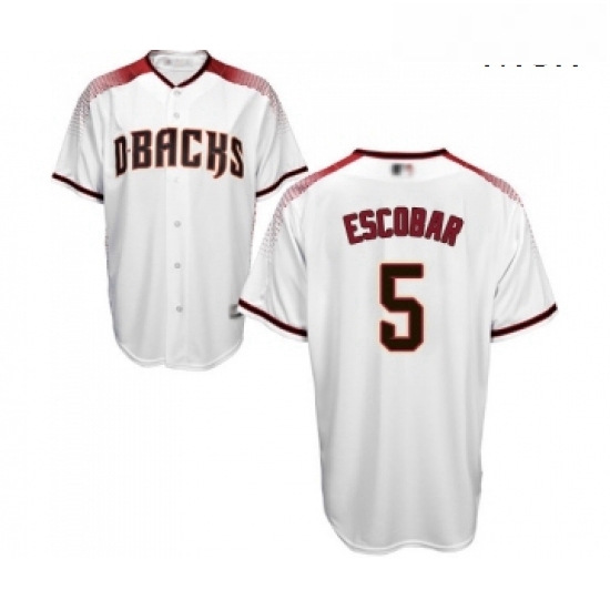 Mens Arizona Diamondbacks 5 Eduardo Escobar Replica White Home Cool Base Baseball Jersey Mens Arizona Diamondbacks 5 Eduardo Escobar Replica White Home Cool Base Baseball Jersey