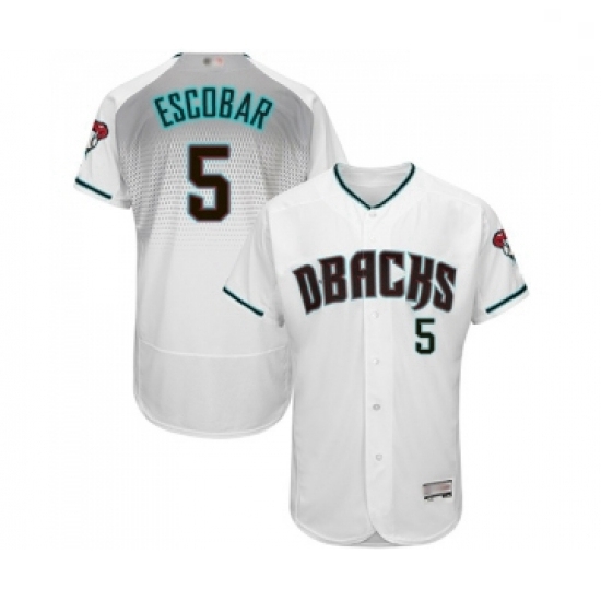 Mens Arizona Diamondbacks 5 Eduardo Escobar White Teal Alternate Authentic Collection Flex Base Baseball Jersey Mens Arizona Diamondbacks 5 Eduardo Escobar White Teal Alternate Authentic Collection Flex Base Baseball Jersey
