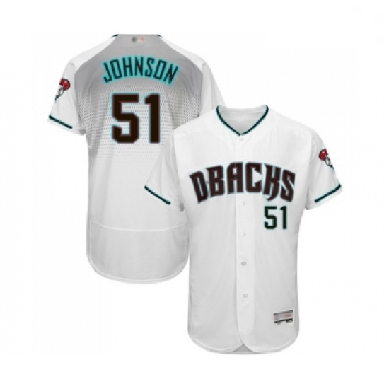 Mens Arizona Diamondbacks 51 Randy Johnson White Teal Alternate Authentic Collection Flex Base Baseball Jersey Mens Arizona Diamondbacks 51 Randy Johnson White Teal Alternate Authentic Collection Flex Base Baseball Jersey
