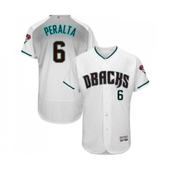 Mens Arizona Diamondbacks 6 David Peralta White Teal Alternate Authentic Collection Flex Base Baseball Jersey Mens Arizona Diamondbacks 6 David Peralta White Teal Alternate Authentic Collection Flex Base Baseball Jersey