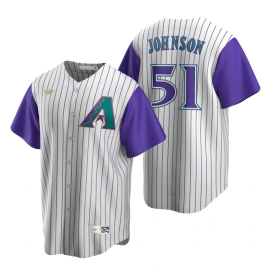 Mens Nike Arizona Diamondbacks 51 Randy Johnson Cream Purple Cooperstown Collection Alternate Stitched Baseball Jerse Mens Nike Arizona Diamondbacks 51 Randy Johnson Cream Purple Cooperstown Collection Alternate Stitched Baseball Jerse