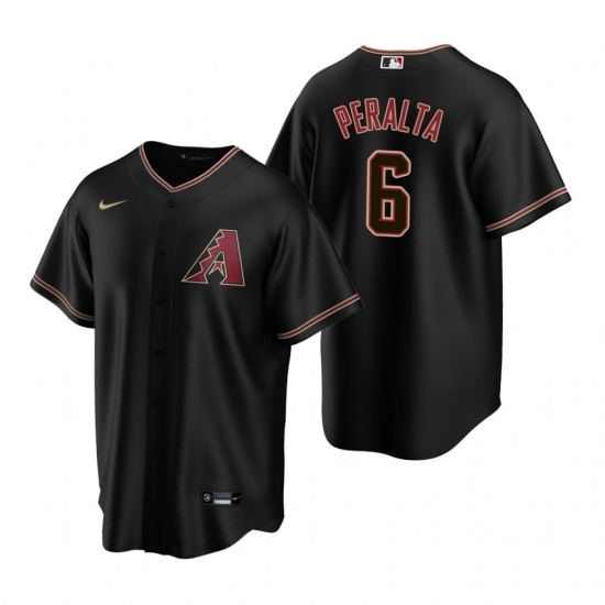 Mens Nike Arizona Diamondbacks 6 David Peralta Black Alternate Stitched Baseball Jersey Mens Nike Arizona Diamondbacks 6 David Peralta Black Alternate Stitched Baseball Jersey