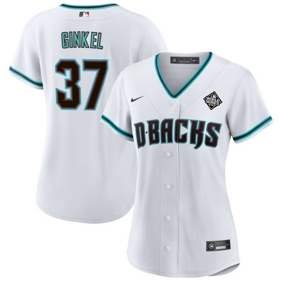Women Arizona Diamondbacks 37 Kevin Ginkel White 2023 World Series Stitched Baseball Jersey 28Run Small 29 Women Arizona Diamondbacks 37 Kevin Ginkel White 2023 World Series Stitched Baseball Jersey 28Run Small 29