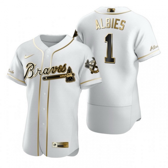 Atlanta Braves 1 Ozzie Albies White Nike Mens Authentic Golden Edition MLB Jersey Atlanta Braves 1 Ozzie Albies White Nike Mens Authentic Golden Edition MLB Jersey