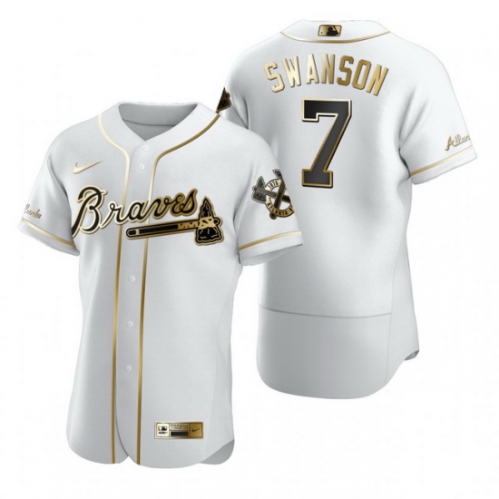 Atlanta Braves 7 Dansby Swanson White Nike Mens Authentic Golden Edition MLB Jersey Atlanta Braves 7 Dansby Swanson White Nike Mens Authentic Golden Edition MLB Jersey