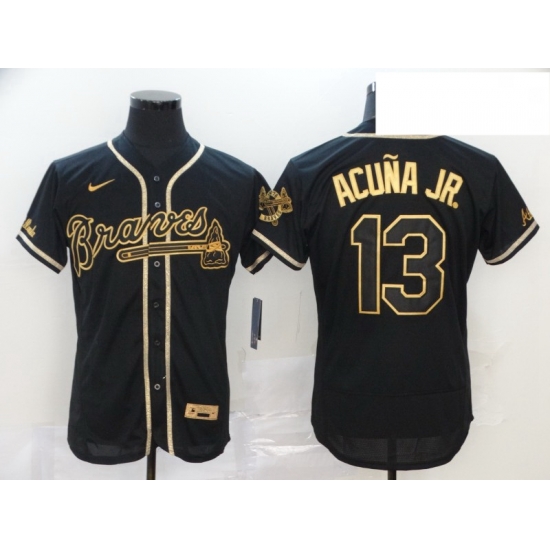 Braves 13 Ronald Acuna Jr Black Gold 2020 Nike Flexbase Jersey Braves 13 Ronald Acuna Jr Black Gold 2020 Nike Flexbase Jersey