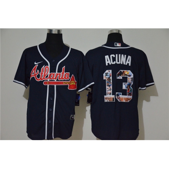Braves 13 Ronald Acuna Jr Navy Nike Cool Base Player Jersey Braves 13 Ronald Acuna Jr Navy Nike Cool Base Player Jersey