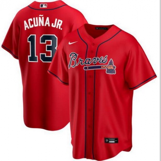 Braves 13 Ronald Acuna Jr Red 2020 Nike Cool Base Jersey Braves 13 Ronald Acuna Jr Red 2020 Nike Cool Base Jersey