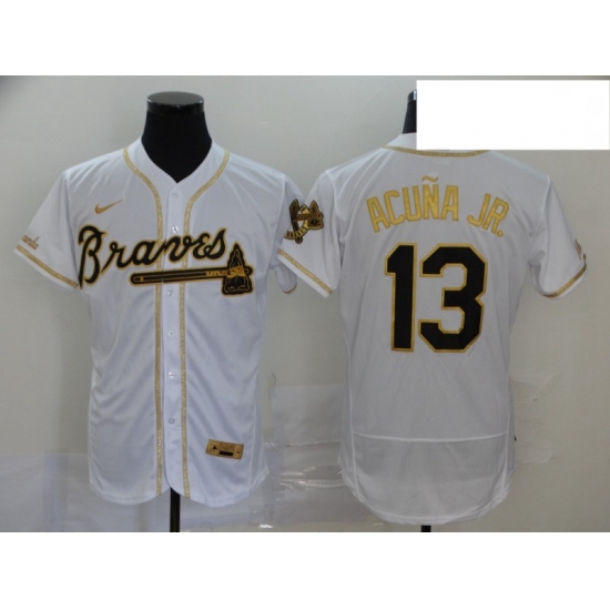 Braves 13 Ronald Acuna Jr White Gold 2020 Nike Flexbase Jersey Braves 13 Ronald Acuna Jr White Gold 2020 Nike Flexbase Jersey