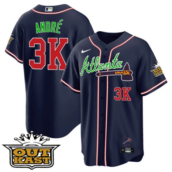 MEN 27S ATLANTA BRAVES OUTKAST 3K Andr E9 Navy COOL BASE JERSEY ALL STITCHED MEN 27S ATLANTA BRAVES OUTKAST 3K Andr E9 Navy COOL BASE JERSEY ALL STITCHED