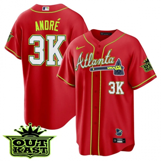 MEN 27S ATLANTA BRAVES OUTKAST 3K Andr E9 Red COOL BASE JERSEY ALL STITCHED MEN 27S ATLANTA BRAVES OUTKAST 3K Andr E9 Red COOL BASE JERSEY ALL STITCHED
