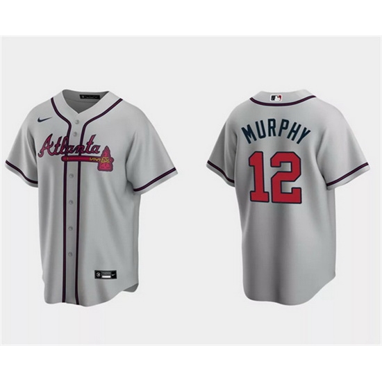 Men Atlanta Braves 12 Sean Murphy Gray Cool Base Stitched Baseball Jersey