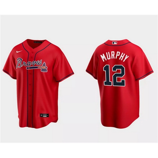 Men Atlanta Braves 12 Sean Murphy Red Cool Base Stitched Baseball Jersey Men Atlanta Braves 12 Sean Murphy Red Cool Base Stitched Baseball Jersey