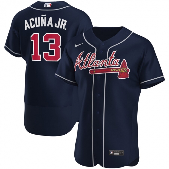 Men Atlanta Braves 13 Ronald Acuna Jr Men Nike Navy Alternate 2020 Flex Base Player MLB Jersey Men Atlanta Braves 13 Ronald Acuna Jr Men Nike Navy Alternate 2020 Flex Base Player MLB Jersey