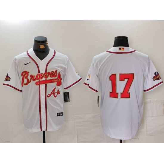 Men Atlanta Braves 17 Andy Messersmith WhiteGold World Series Champions Cool Base Stitched Baseball Jersey Men Atlanta Braves 17 Andy Messersmith WhiteGold World Series Champions Cool Base Stitched Baseball Jersey