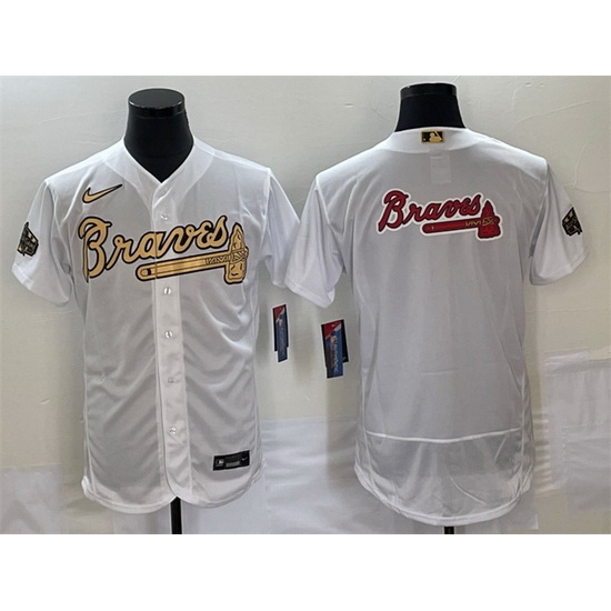 Men Atlanta Braves 2022 All Star White Team Big Logo Flex Base Stitched Jersey Men Atlanta Braves 2022 All Star White Team Big Logo Flex Base Stitched Jersey
