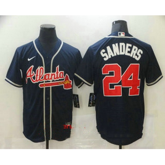 Men Atlanta Braves 24 Deion Sanders Navy Blue Stitched MLB Cool Base Nike Jersey Men Atlanta Braves 24 Deion Sanders Navy Blue Stitched MLB Cool Base Nike Jersey