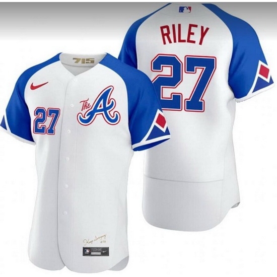 Men Atlanta Braves 27 Austin Riley White 2023 City Connect Flex Base Stitched Jersey Men Atlanta Braves 27 Austin Riley White 2023 City Connect Flex Base Stitched Jersey