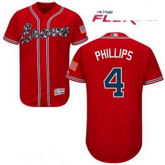 Men Atlanta Braves 4 Brandon Phillips Red Road Flex Base Jersey Men Atlanta Braves 4 Brandon Phillips Red Road Flex Base Jersey