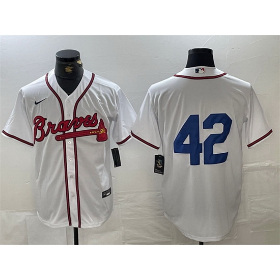 Men Atlanta Braves 42 Jackie Robinson White Cool Base Stitched Baseball Jersey Men Atlanta Braves 42 Jackie Robinson White Cool Base Stitched Baseball Jersey