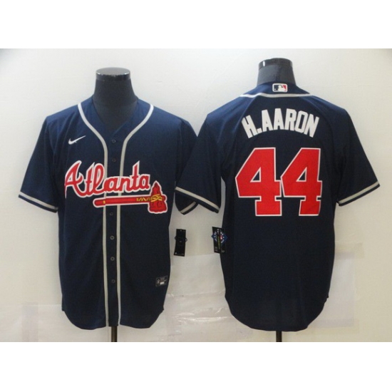 Men Atlanta Braves 44 Hank Aaron Navy Blue Stitched MLB Cool Base Nike Jersey Men Atlanta Braves 44 Hank Aaron Navy Blue Stitched MLB Cool Base Nike Jersey