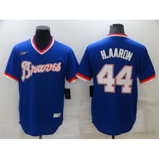 Men Atlanta Braves 44 Hank Aaron Royal Cool Base Stitched jersey Men Atlanta Braves 44 Hank Aaron Royal Cool Base Stitched jersey