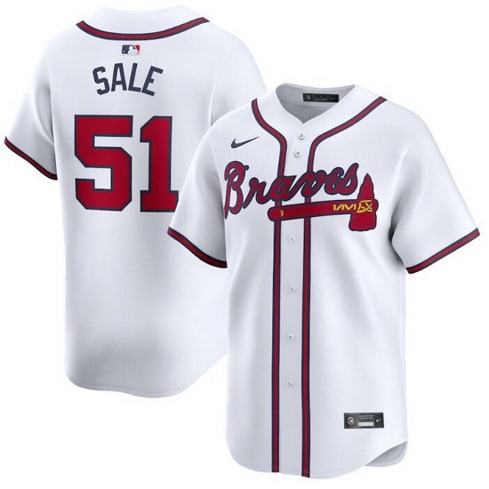 Men Atlanta Braves 51 Chris Sale White 2024 Home Limited Stitched Baseball Jersey Men Atlanta Braves 51 Chris Sale White 2024 Home Limited Stitched Baseball Jersey
