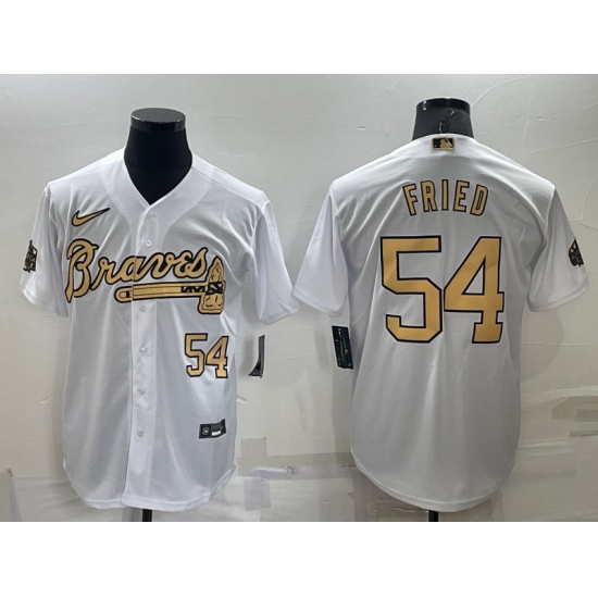 Men Atlanta Braves 54 Max Fried 2022 All Star White Cool Base Stitched Baseball Jersey Men Atlanta Braves 54 Max Fried 2022 All Star White Cool Base Stitched Baseball Jersey