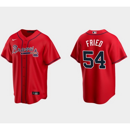 Men Atlanta Braves 54 Max Fried Red Cool Base Stitched Baseball jersey Men Atlanta Braves 54 Max Fried Red Cool Base Stitched Baseball jersey
