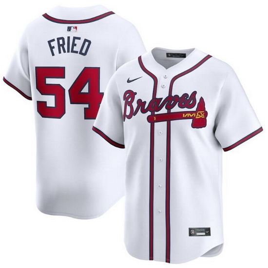 Men Atlanta Braves 54 Max Fried White 2024 Home Limited Stitched Baseball Jersey Men Atlanta Braves 54 Max Fried White 2024 Home Limited Stitched Baseball Jersey