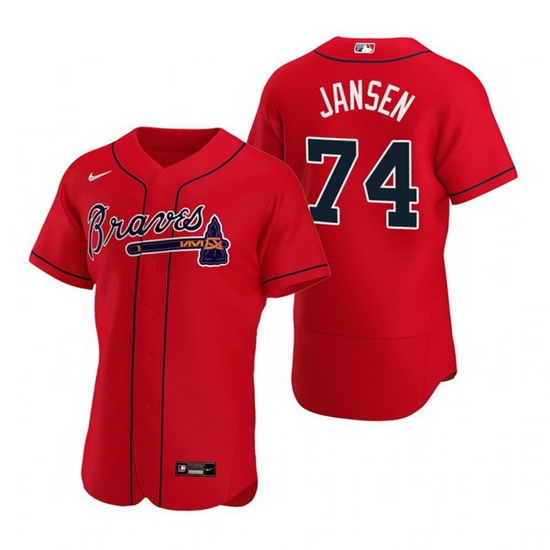Men Atlanta Braves 74 Kenley Jansen Red Flex Base Stitched Baseball jersey Men Atlanta Braves 74 Kenley Jansen Red Flex Base Stitched Baseball jersey