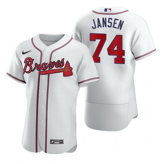 Men Atlanta Braves 74 Kenley Jansen White Flex Base Stitched Baseball jersey Men Atlanta Braves 74 Kenley Jansen White Flex Base Stitched Baseball jersey