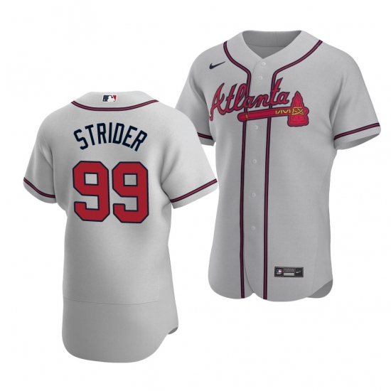 Men Atlanta Braves 99 Spencer Strider Gray Cool Base Stitched Baseball Jersey Men Atlanta Braves 99 Spencer Strider Gray Cool Base Stitched Baseball Jersey