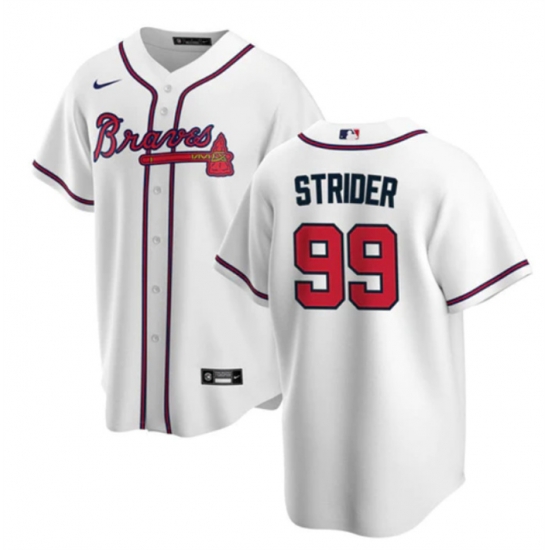 Men Atlanta Braves 99 Spencer Strider White Cool Base Stitched Baseball Jersey Men Atlanta Braves 99 Spencer Strider White Cool Base Stitched Baseball Jersey