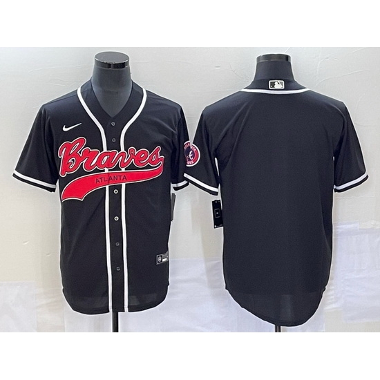 Men Atlanta Braves Blank Black Cool Base With Patch Stitched Baseball Jersey Men Atlanta Braves Blank Black Cool Base With Patch Stitched Baseball Jersey