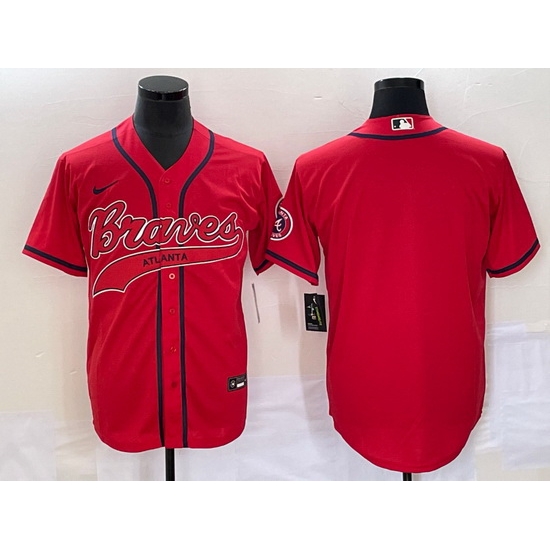 Men Atlanta Braves Blank Red Cool Base With Patch Stitched Baseball Jersey Men Atlanta Braves Blank Red Cool Base With Patch Stitched Baseball Jersey