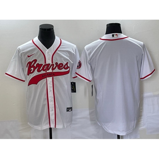 Men Atlanta Braves Blank White Cool Base With Patch Stitched Baseball Jersey Men Atlanta Braves Blank White Cool Base With Patch Stitched Baseball Jersey