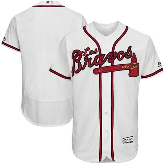 Men Atlanta Braves Blank White Los Bravos Flex Base Stitched Baseball Jersey Men Atlanta Braves Blank White Los Bravos Flex Base Stitched Baseball Jersey