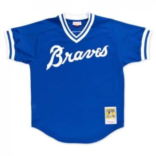 Men Atlanta Braves Blue Mitchell Ness Blank Jersey Men Atlanta Braves Blue Mitchell Ness Blank Jersey