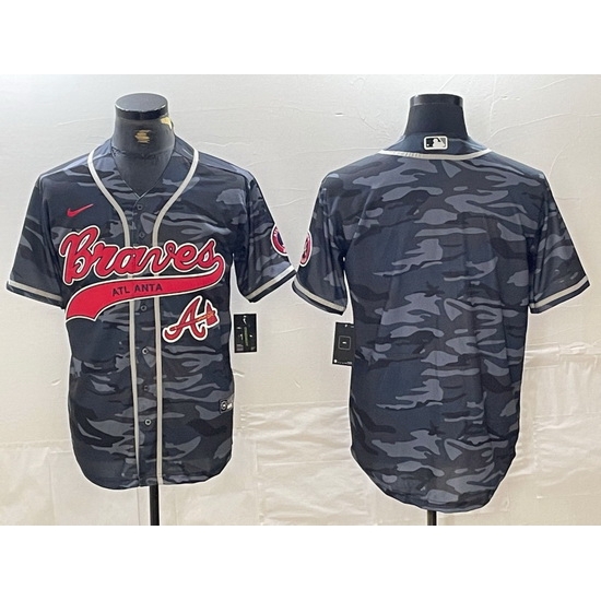 Men Atlanta Braves Gray Team Cool Base With Patch Stitched Baseball Jersey 2 Men Atlanta Braves Gray Team Cool Base With Patch Stitched Baseball Jersey 2
